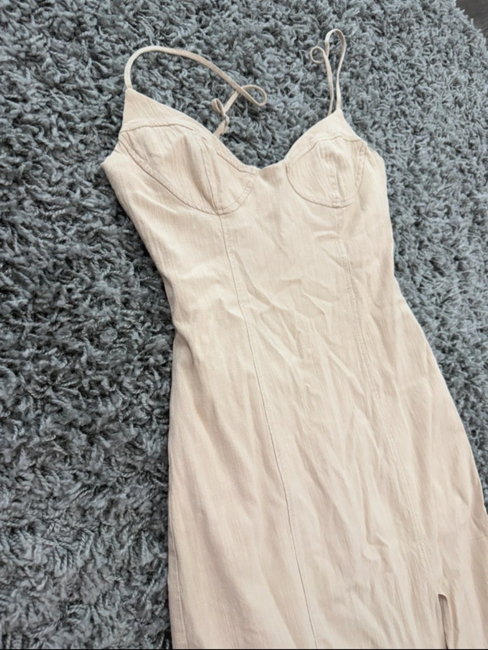 ZARA Sleeveless Spaghetti Strap Cream Midi Dress